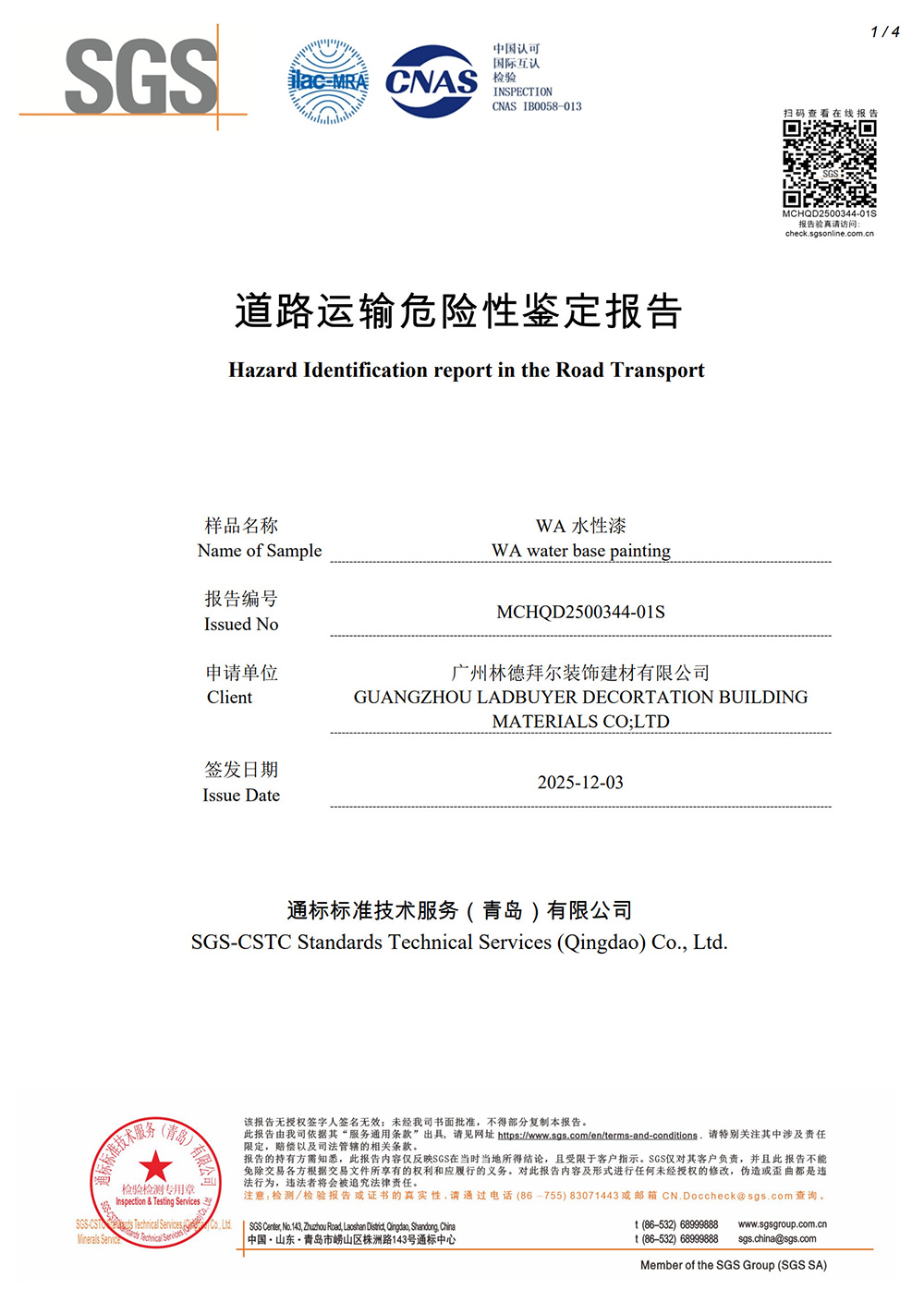 道路运输危险性鉴定报告